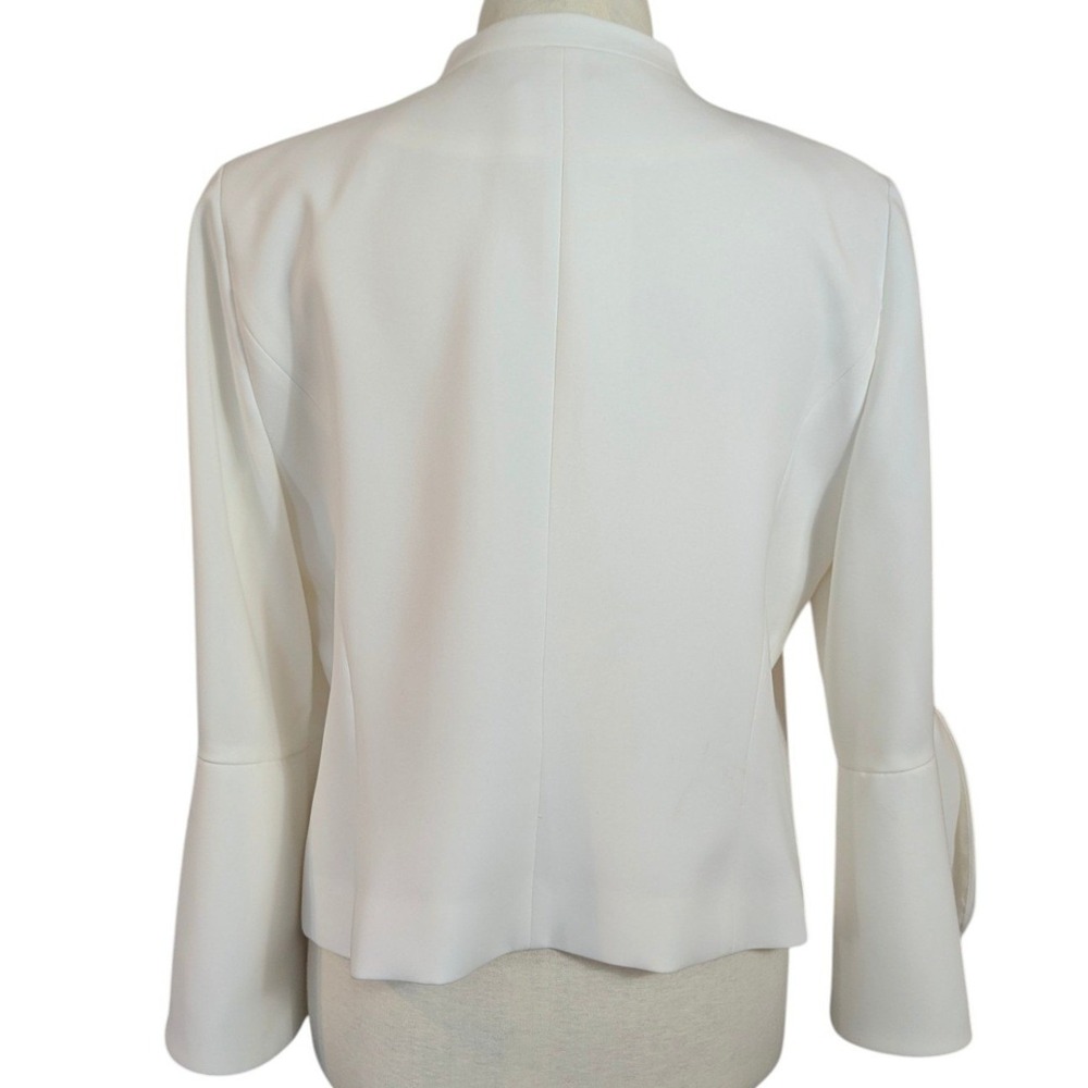 White House Black Market White Bell Sleeve Open Front Blazer Jacket Size 8 - Picture 2 of 14